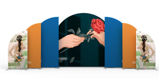 Banco di mostra rotondo acrilico del contesto di rosa del tessuto del velluto della decorazione del contesto di nozze di alta qualità